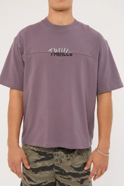 Used And Fused Box Fit Oversize Short Tee Purple Ash