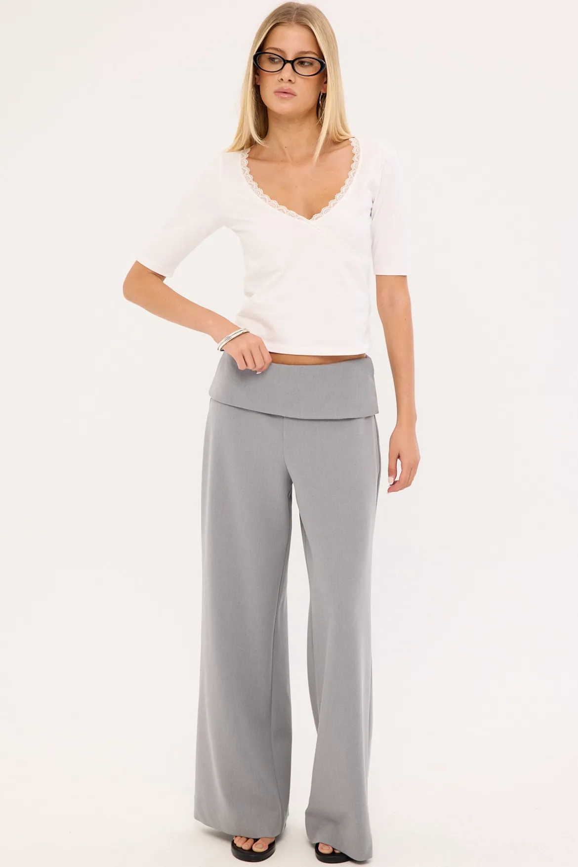 Vaila Fold Over Pant Grey
