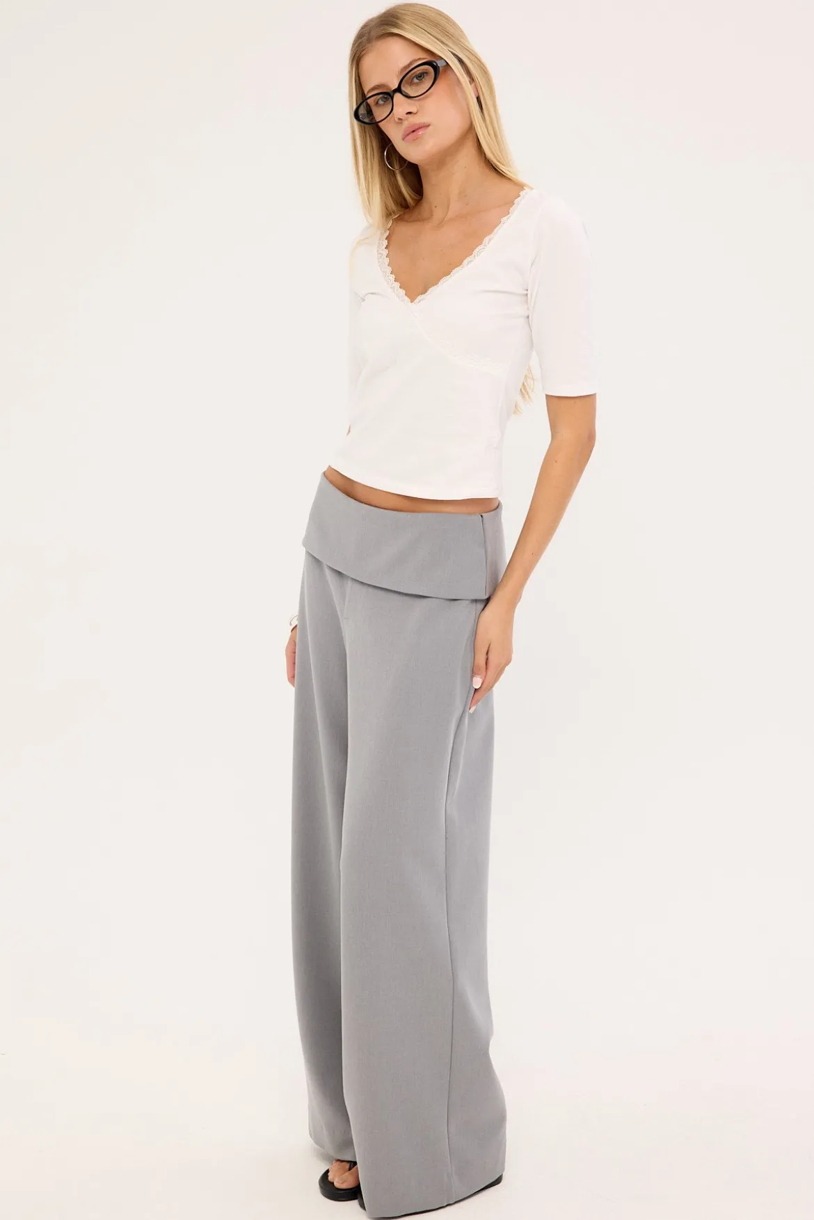Vaila Fold Over Pant Grey