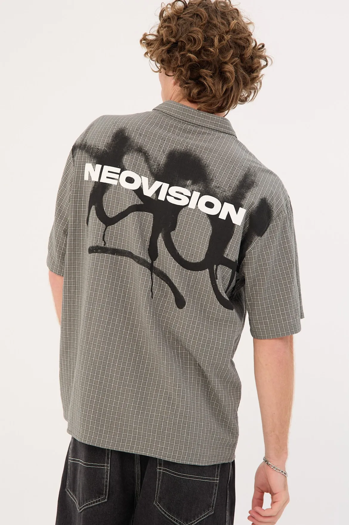 Vandal Oversize Short Sleeve Shirt Khaki/Black/White