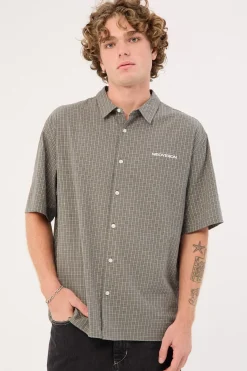 Vandal Oversize Short Sleeve Shirt Khaki/Black/White