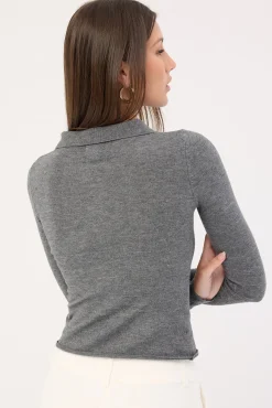 Veda Long Sleeve Top Charcoal