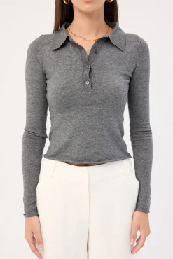 Veda Long Sleeve Top Charcoal