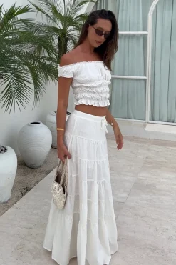 Vera Tiered Maxi Skirt White