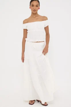 Vera Tiered Maxi Skirt White