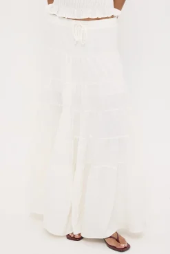 Vera Tiered Maxi Skirt White