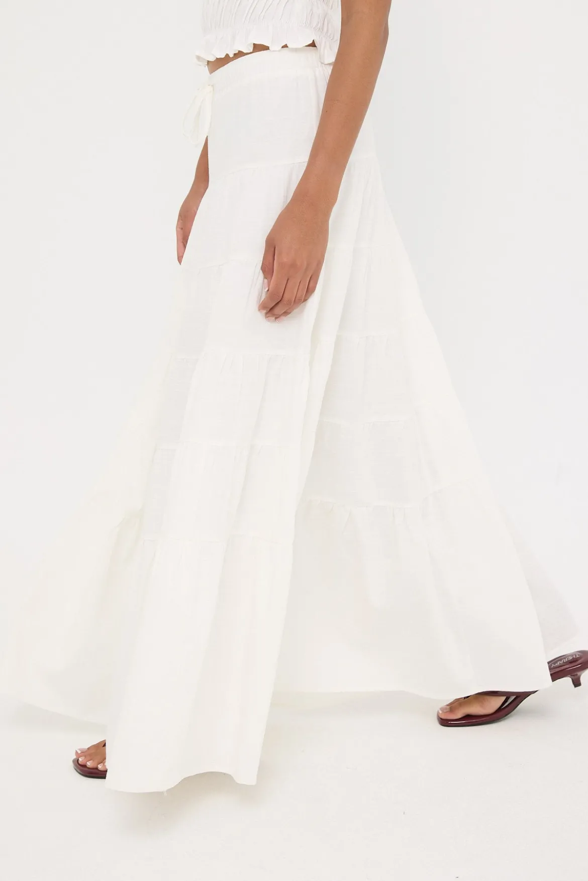 Vera Tiered Maxi Skirt White