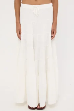 Vera Tiered Maxi Skirt White