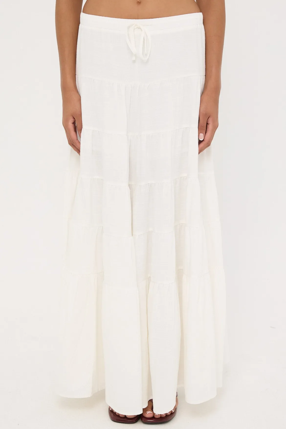 Vera Tiered Maxi Skirt White