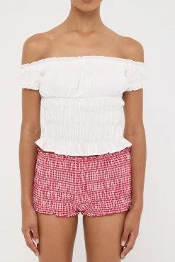 Verona Off Shoulder Ruched Top White