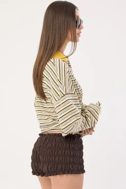 Verona Ruched Mini Shorts Chocolate