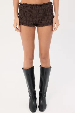 Verona Ruched Mini Shorts Chocolate