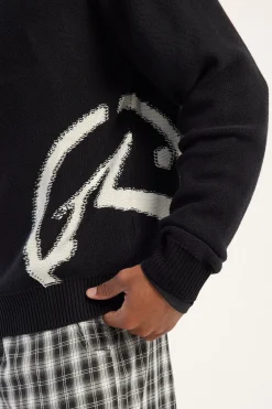 Verso Boxy Knitted Crew Black Black