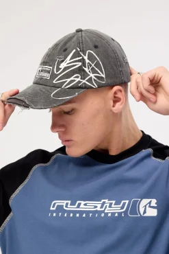 Vice Distressed Dad Cap Washed Black