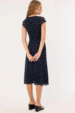 Vilinia Midi Dress Pretty Petal Flock Black