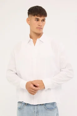 Vincent Boxy Long Sleeve Resort Shirt Off White