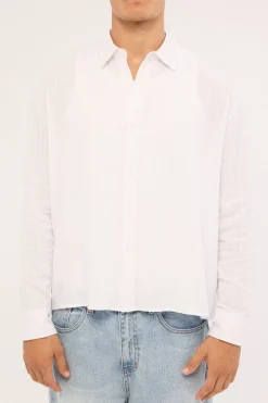 Vincent Boxy Long Sleeve Resort Shirt Off White