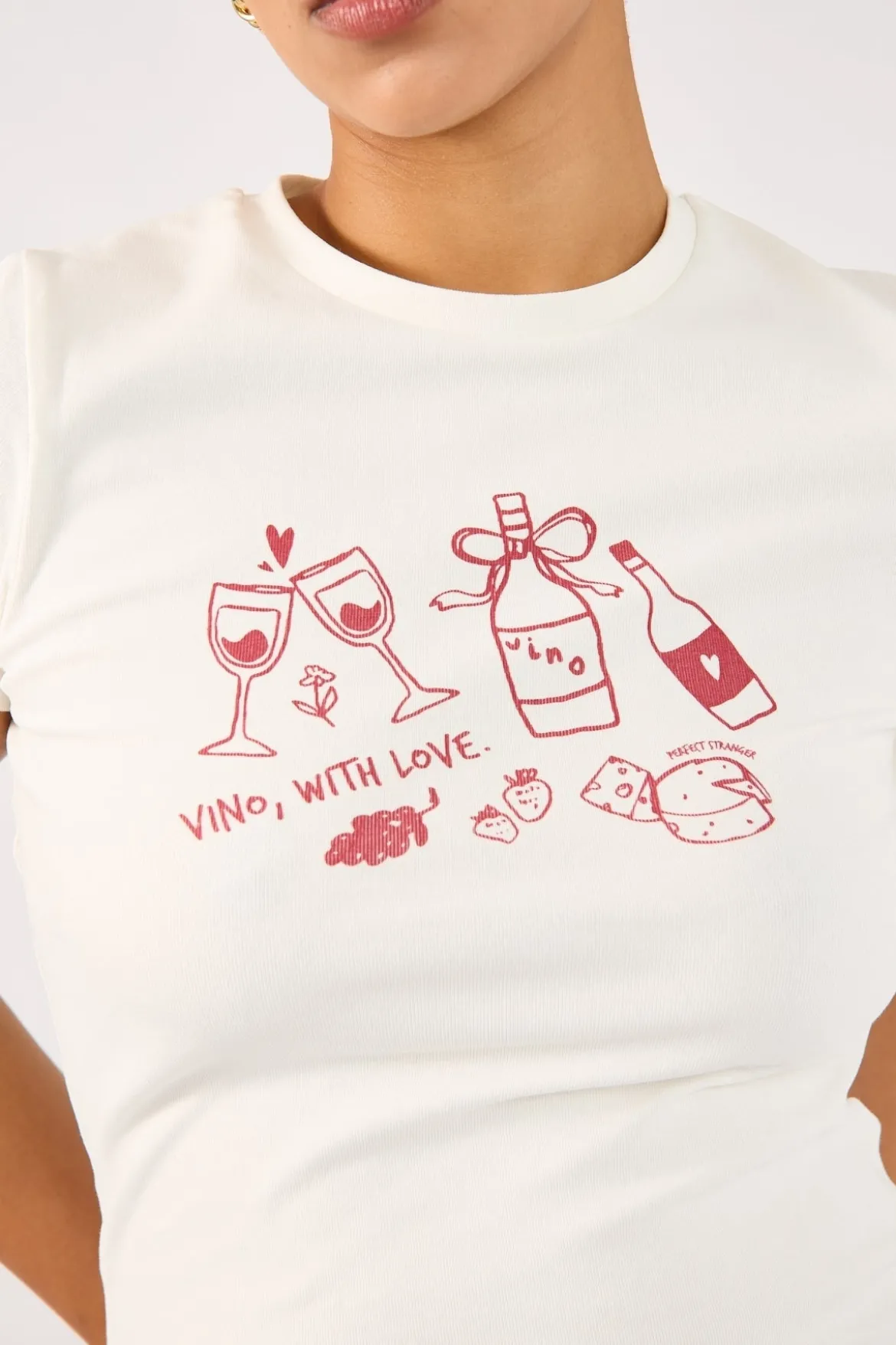 Vino Cap Sleeve Tee White Print