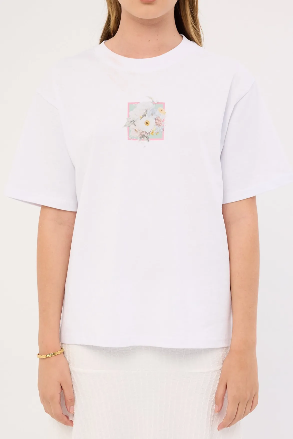 Vintage Bloom Oversized Tee White