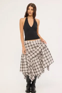Vintage Check Midi Skirt Check Print