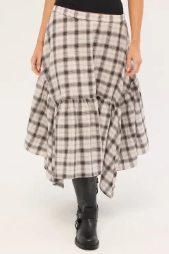 Vintage Check Midi Skirt Check Print