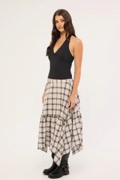 Vintage Check Midi Skirt Check Print