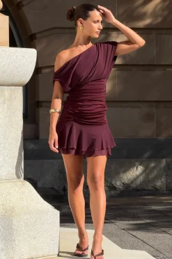 Vionne Mesh Off Shoulder Top Plum