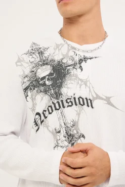 Voidcore Henley Long Sleeve Tee White