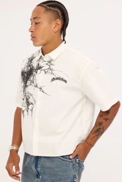Voidcore Oversize Cropped Shirt White