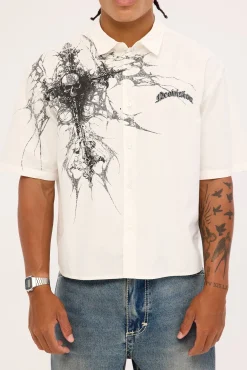 Voidcore Oversize Cropped Shirt White