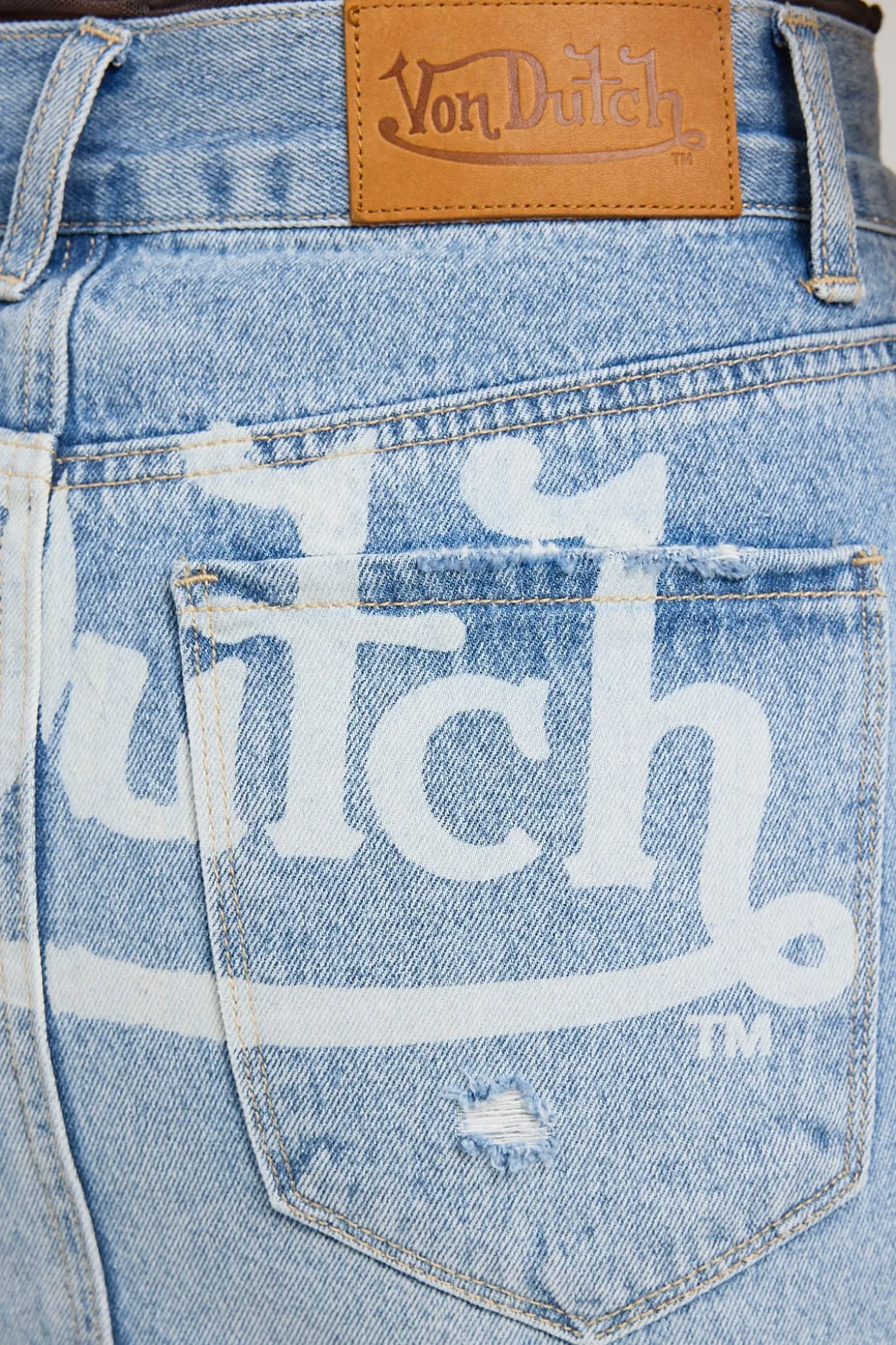 Von Dutch Denim Mini Skirt Light Blue