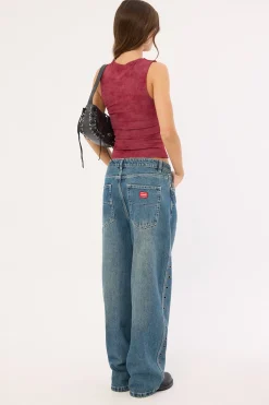 Vortex Big Baggy Jean Dirty Mid Blue