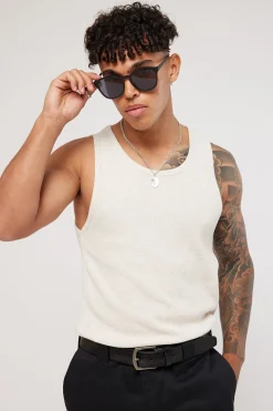 Waffle Singlet Oat Marle