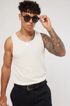 Waffle Singlet Oat Marle