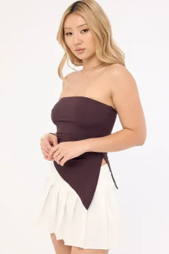 Waist Cord Tie Pleated Skirt White