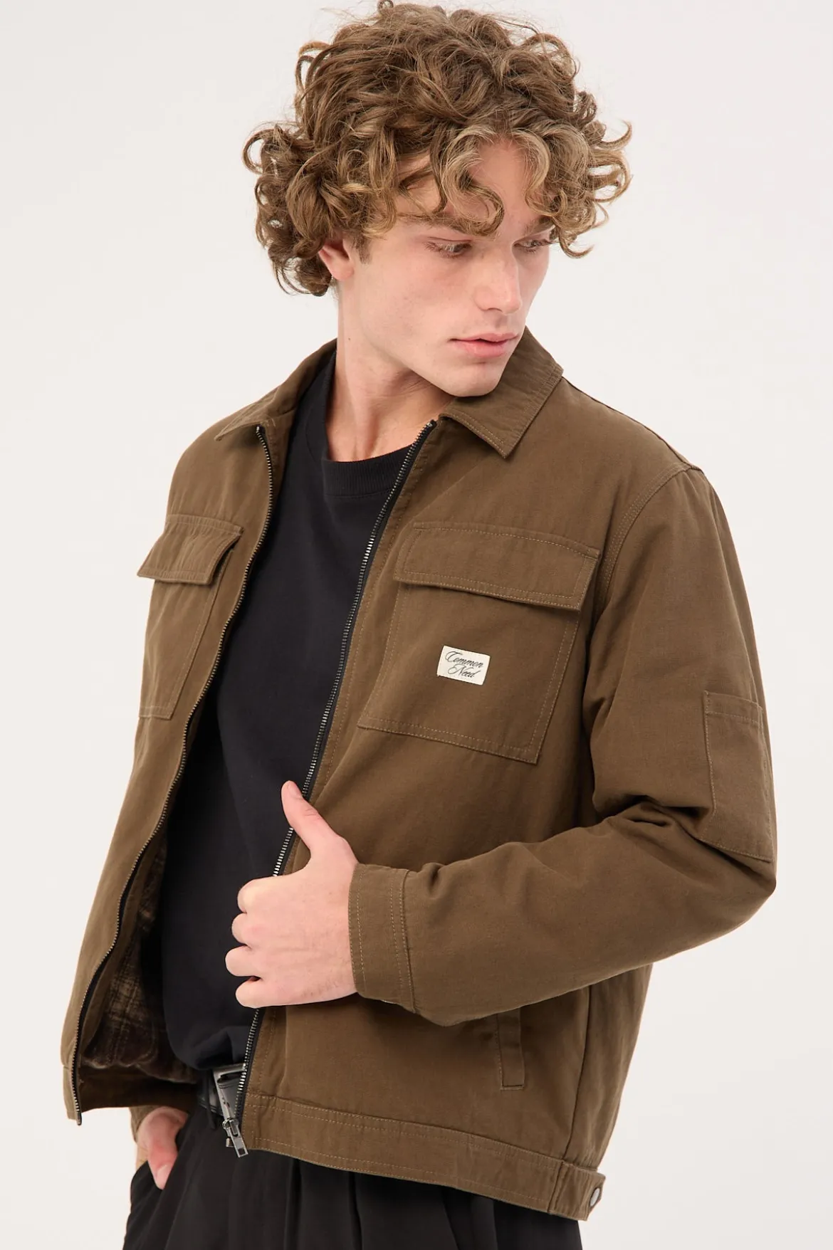 Walter Zip Thru Work Jacket Olive Green