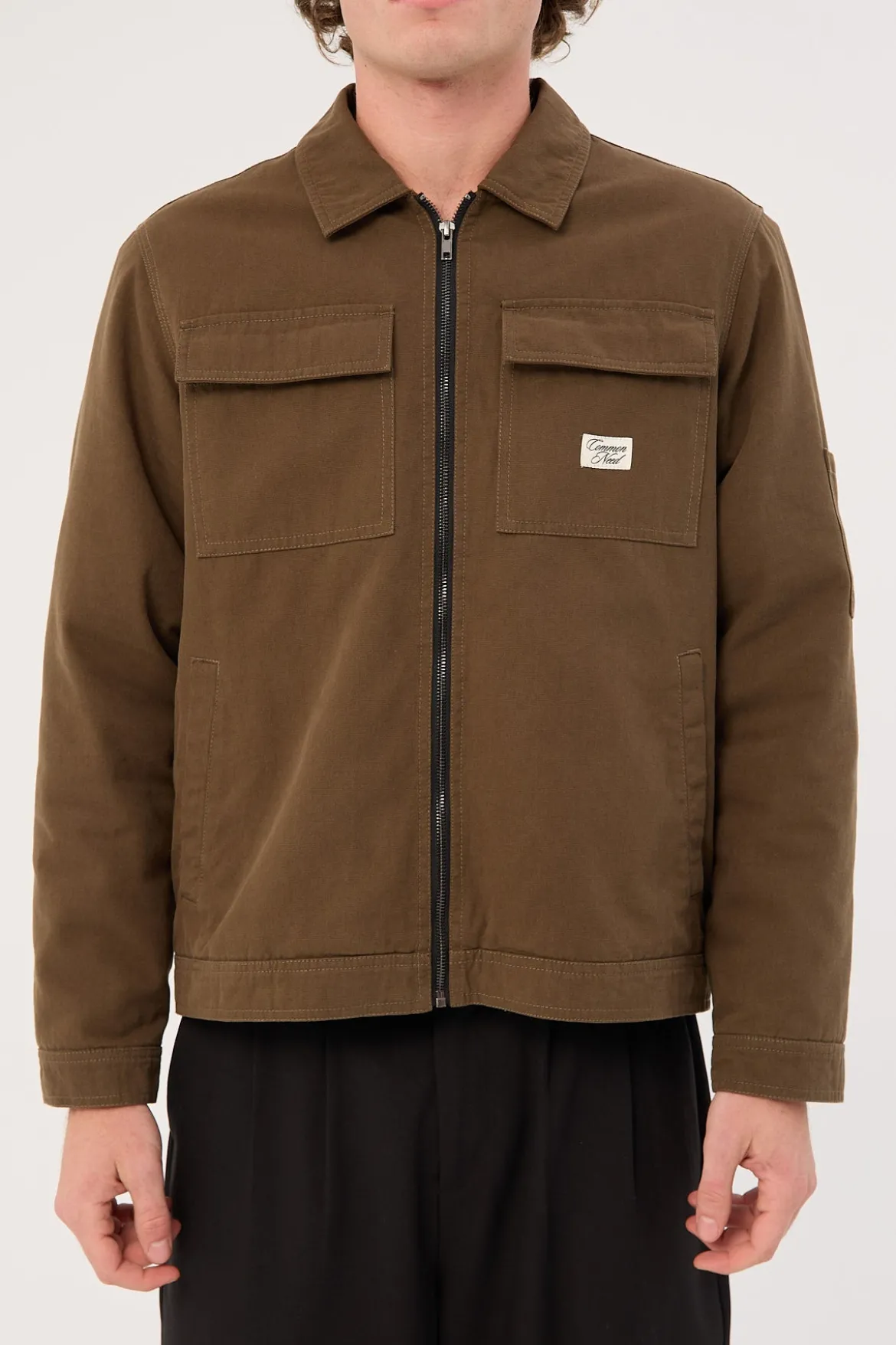 Walter Zip Thru Work Jacket Olive Green