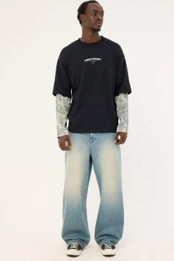 Warfare Layered Long Sleeve Tee Black/Camo