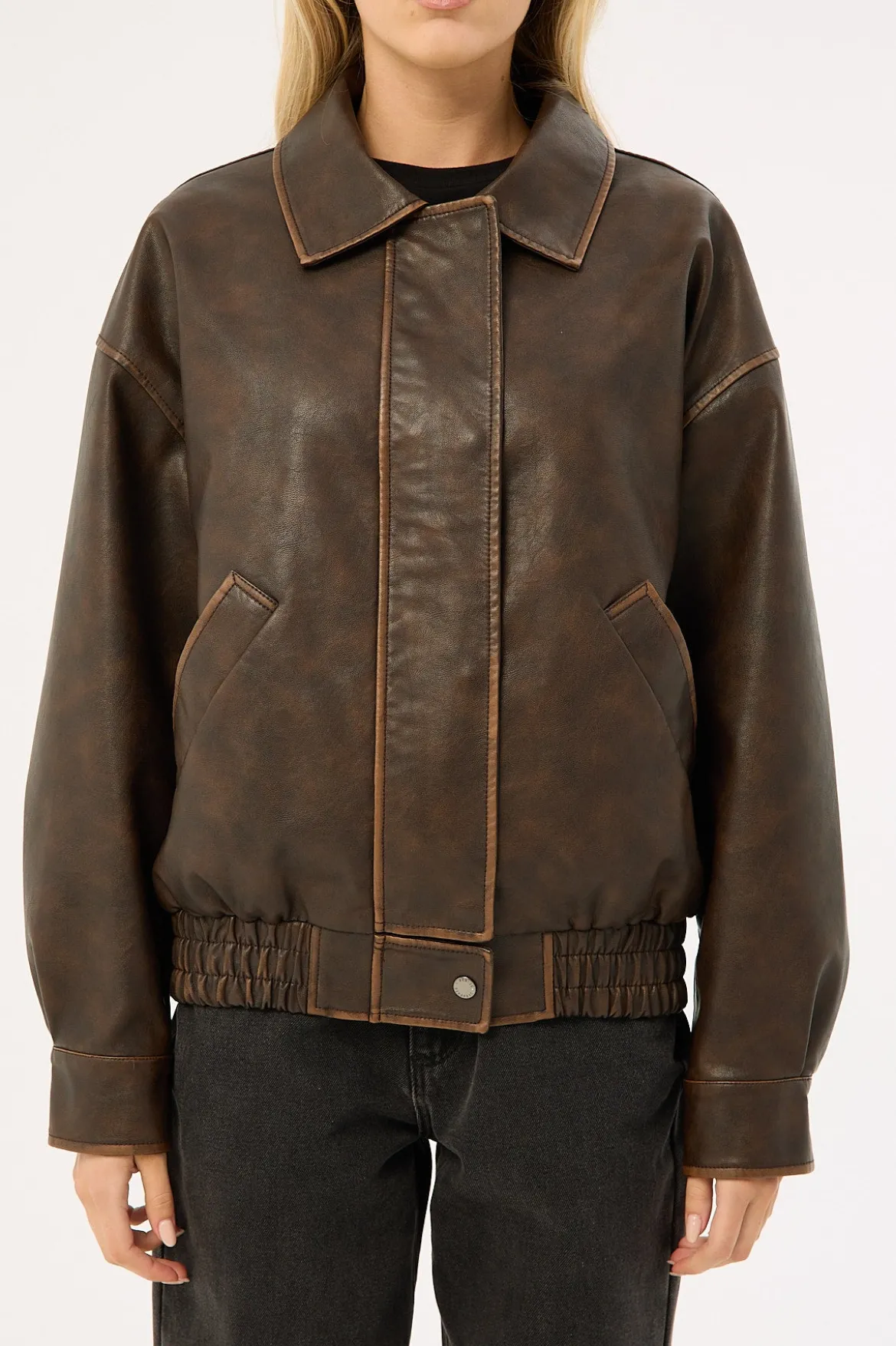 Washed Maxx PU Bomber Brown