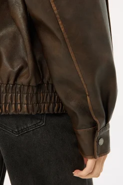 Washed Maxx PU Bomber Brown