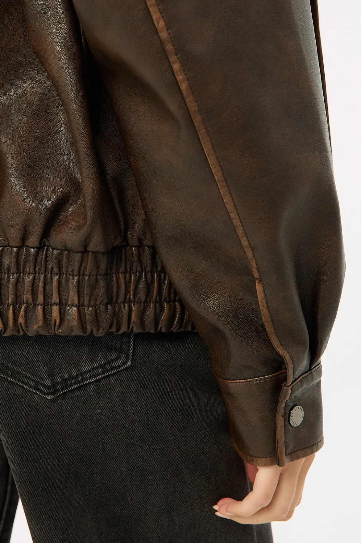Washed Maxx PU Bomber Brown