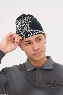 Web Reversible Skull Cap Beanie Black/Grey