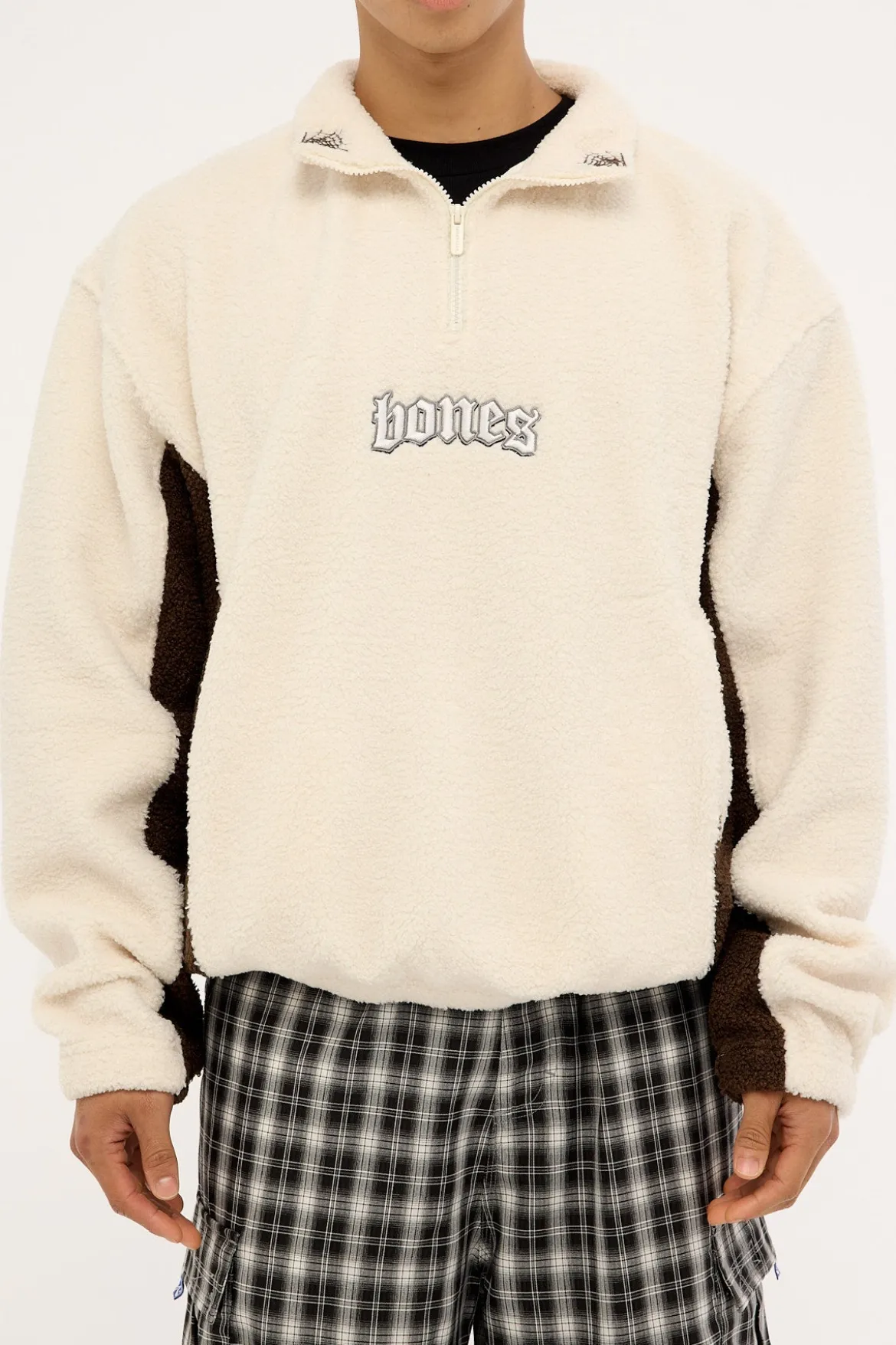 Webbed Collar Sherpa 1/4 Zip Stone