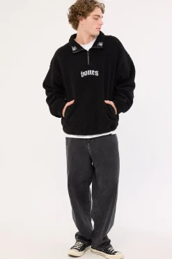 Webbed Collar Sherpa 1/4 Zip Black