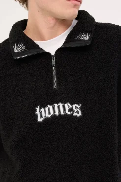 Webbed Collar Sherpa 1/4 Zip Black