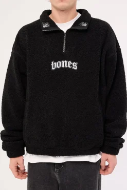 Webbed Collar Sherpa 1/4 Zip Black