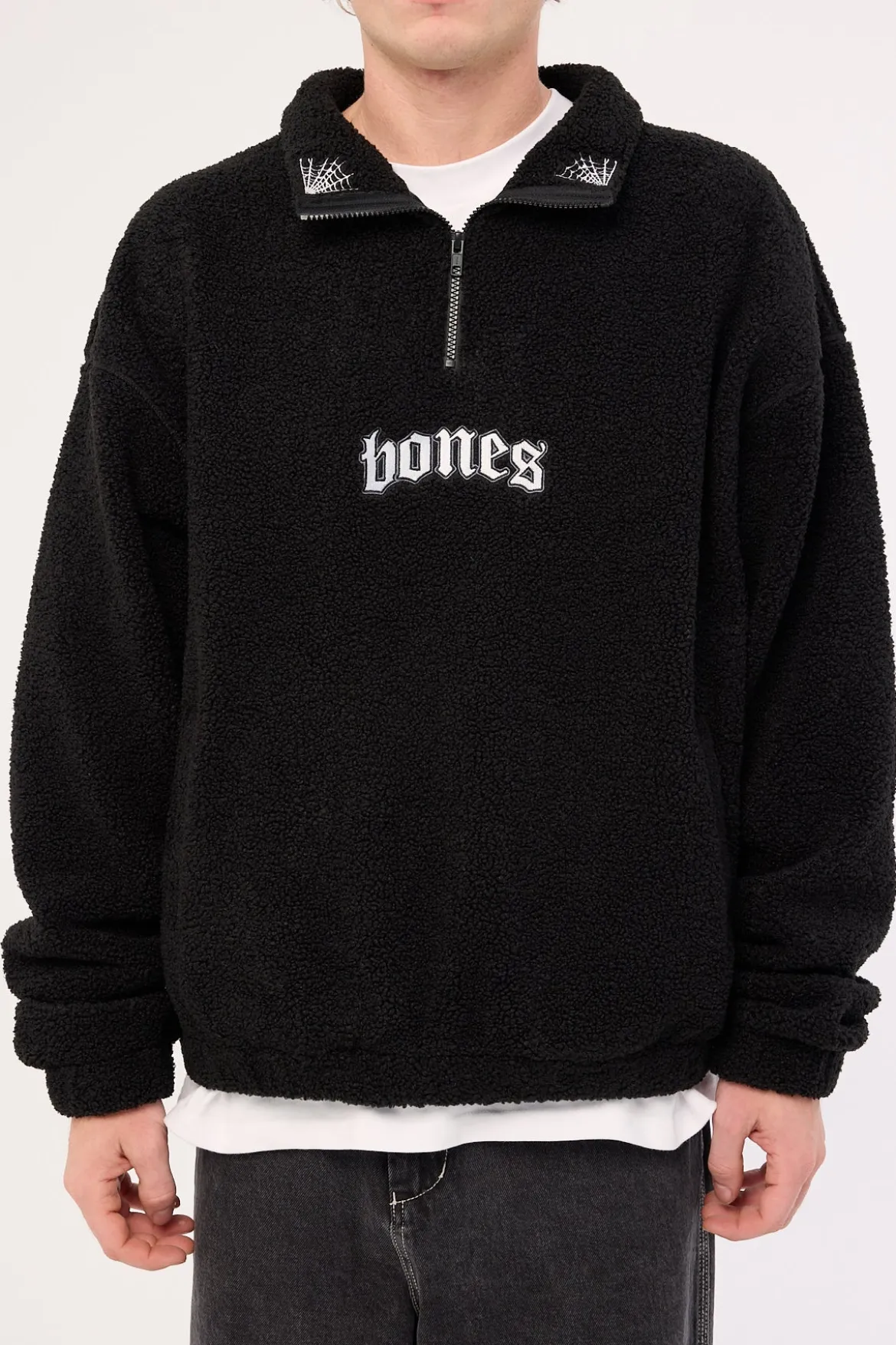Webbed Collar Sherpa 1/4 Zip Black