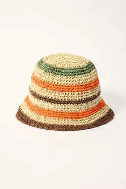 Wicker Stripe Bucket Hat Orange Stripe