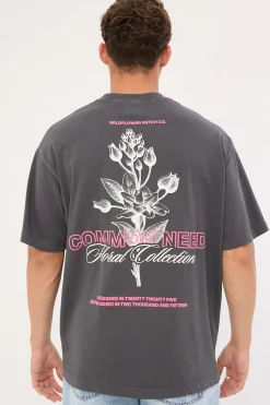 Wildflower Heavyweight Boxy Tee Washed Black
