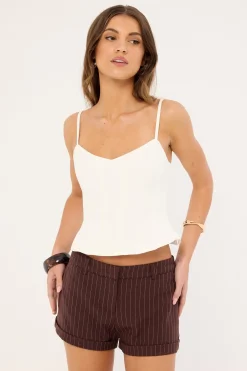 Wiluta Short Dark Brown Pinstripe